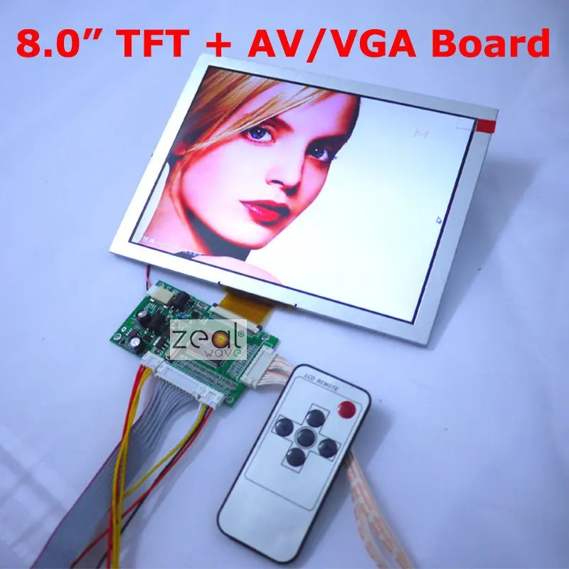 

100% New 8" 8inch AT080TN52 TFT LCD Module + VGA / Dual AV 2AV Input Driving Board 800 x 600 Dots 50Pins Free Shipping