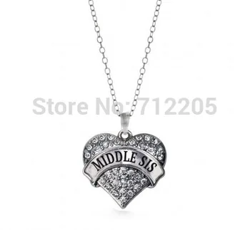 MIDDLE SIS New Arrival 1*1 inch 100pcs big hearts MIDDLE SIS crystal heart pendant necklaces Family Jewelry Gift
MIDDLE SIS New Arrival 1*1 inch 100pcs big hearts MIDDLE SIS crystal heart pendant necklaces Family Jewelry Gift