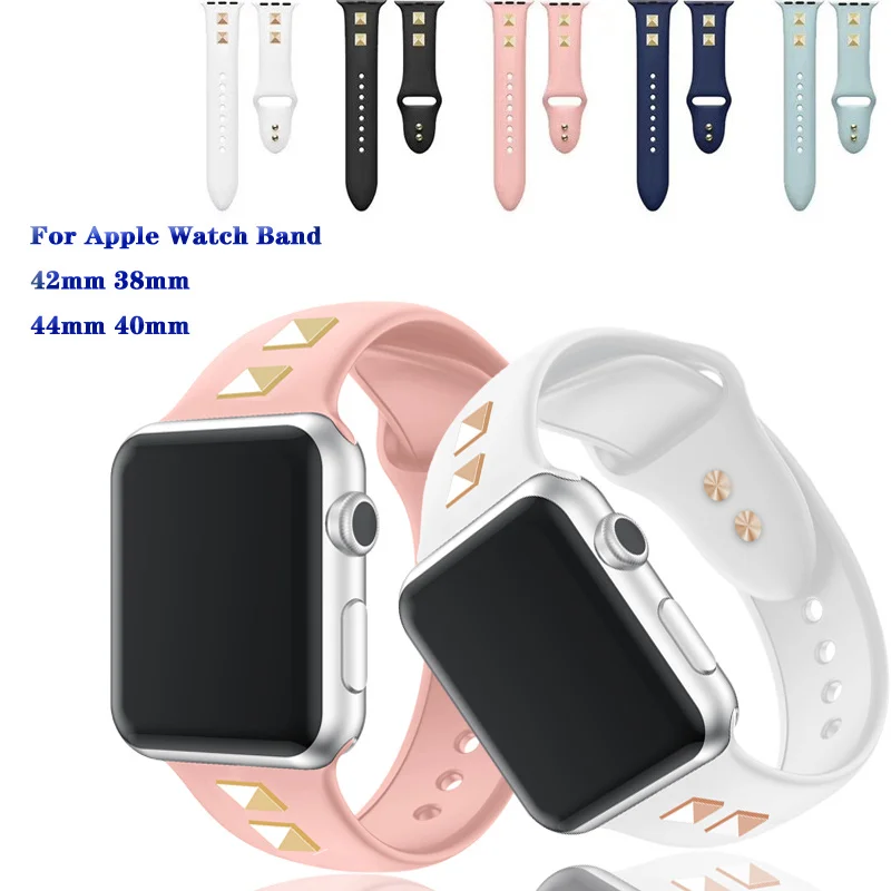 Silicone bracelet women strap for Apple watchband 44/40/42/38mm Compatible iWatch Series 4 3 2 1 Punk rivet style band Accessory
Silicone bracelet women strap for Apple watchband 44/40/42/38mm Compatible iWatch Series 4 3 2 1 Punk rivet style band Accessory
