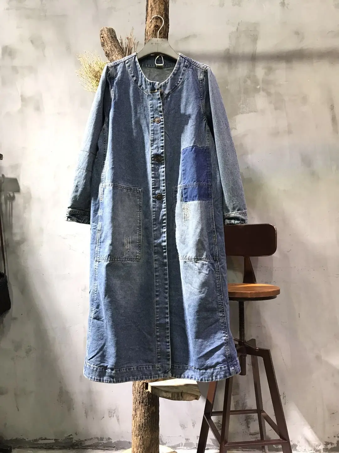 Women 2018 Spring Retro Denim Coat Ladies Holes Patchwork Washed Bleached Denim Overcoat Outwear Female Denim Vintage
Women 2018 Spring Retro Denim Coat Ladies Holes Patchwork Washed Bleached Denim Overcoat Outwear Female Denim Vintage