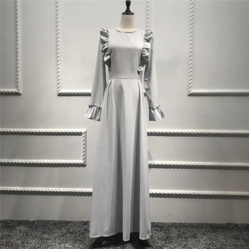 Casual Muslim Full Abaya Striped Maxi Dress Flounce Long Robe Gowns Tunic Middle East Ramadan Worship Service Islamic Clothing
Casual Muslim Full Abaya Striped Maxi Dress Flounce Long Robe Gowns Tunic Middle East Ramadan Worship Service Islamic Clothing