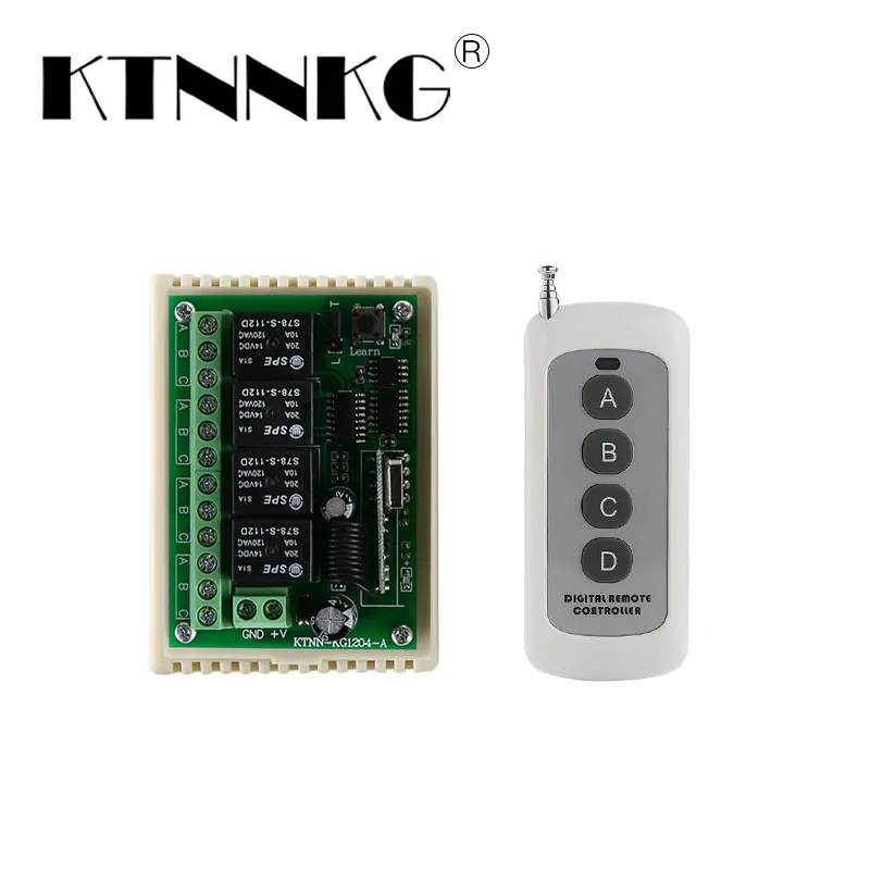 12V 4-channel relay switch with RF antenna remote control wireless receiver module wireless transmitter module Jog self-locking
12V 4-channel relay switch with RF antenna remote control wireless receiver module wireless transmitter module Jog self-locking