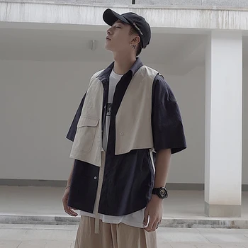 2019 Summer Men Casual Loose Solid Color Fake Two Pieces Cotton Work Clothes Turn-down Collar Short Sleeve Brand Shirt Male M-XL
2019 Summer Men Casual Loose Solid Color Fake Two Pieces Cotton Work Clothes Turn-down Collar Short Sleeve Brand Shirt Male M-XL