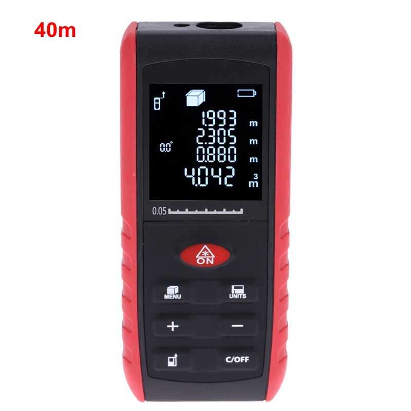 40m Handheld Laser Distance Meter Laser Rangefinder Laser Laser Area Volume Angle Tester MIN/MAX +/- Data Record Function
40m Handheld Laser Distance Meter Laser Rangefinder Laser Laser Area Volume Angle Tester MIN/MAX +/- Data Record Function