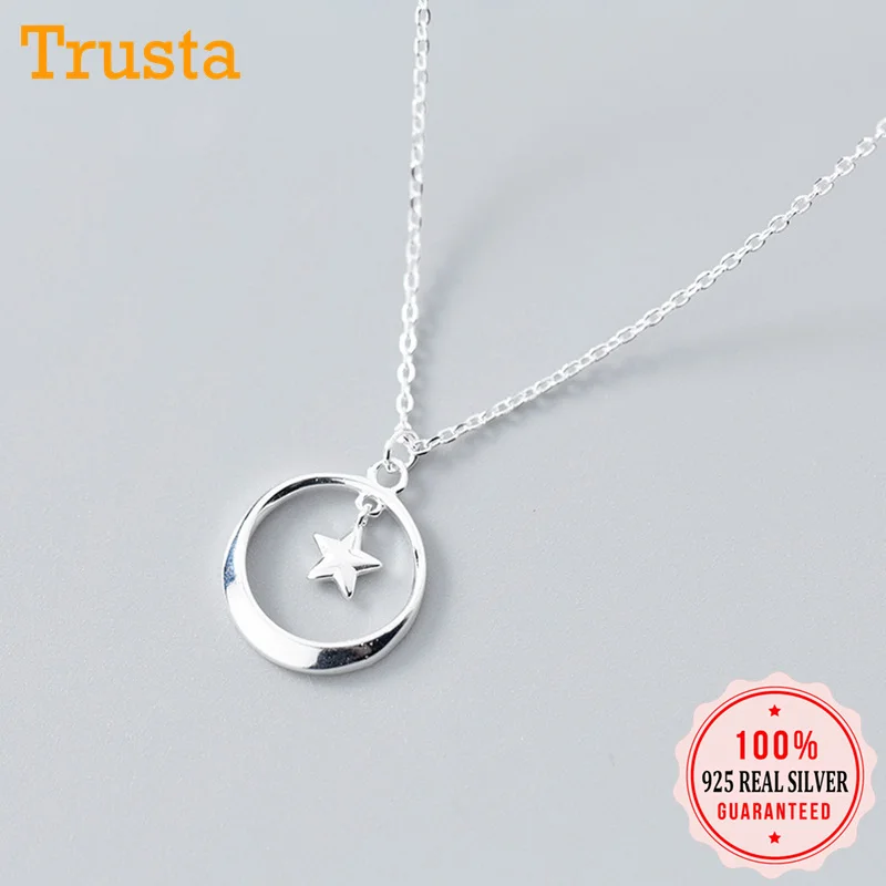 Trusta 100% 925 Solid Real Sterling Silver Hollow Round Star Pendant Short 40cm Necklace For Girl Women Silver Jewelry DS1174
Trusta 100% 925 Solid Real Sterling Silver Hollow Round Star Pendant Short 40cm Necklace For Girl Women Silver Jewelry DS1174