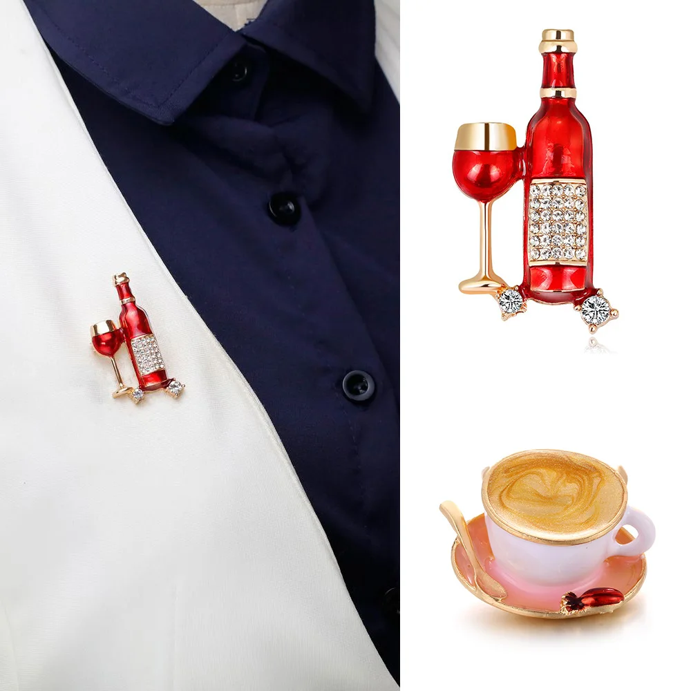 2019 New Trendy Enamel Brooch Pins Crystal Red Wine Bottle Coffee Cup Brooches Men Women Clothes Suit Accessories Club Badges
2019 New Trendy Enamel Brooch Pins Crystal Red Wine Bottle Coffee Cup Brooches Men Women Clothes Suit Accessories Club Badges