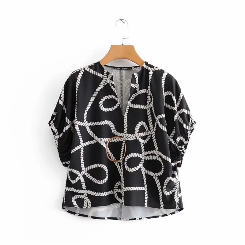 2019 women fashion V neck chain print casual business blouse shirts women retro batwing sleeve chemise femininas tops LS3317
2019 women fashion V neck chain print casual business blouse shirts women retro batwing sleeve chemise femininas tops LS3317