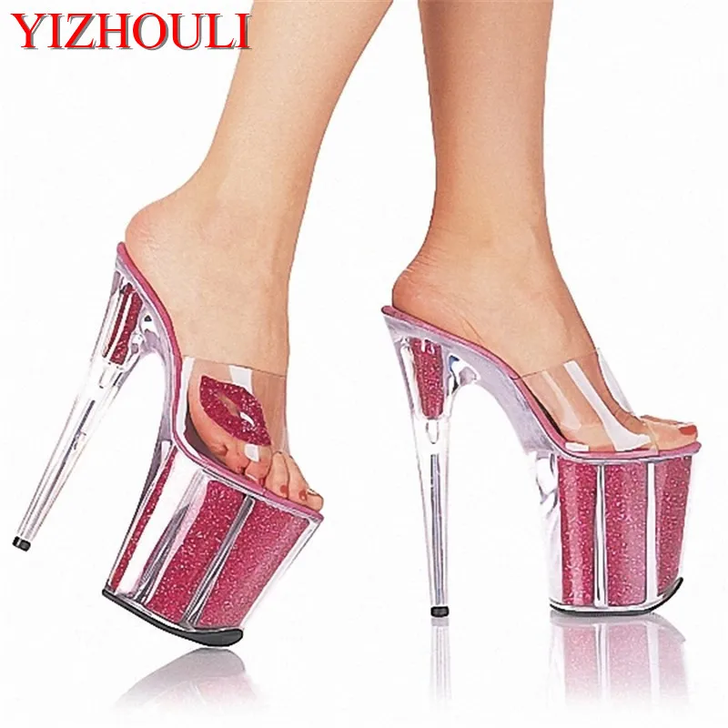Fully transparent crystal wedding dress sandals 20 cm high heel slippers stylish lips embellished with high heels, slipper
Fully transparent crystal wedding dress sandals 20 cm high heel slippers stylish lips embellished with high heels, slipper