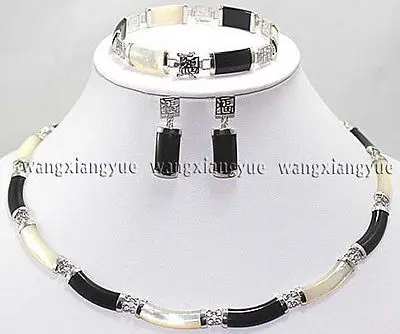 Natural Black White Jade Link Necklace Bracelet earrings Set ^^1>18K gold plated watch Quartz stone CZ crystal
Natural Black White Jade Link Necklace Bracelet earrings Set ^^1>18K gold plated watch Quartz stone CZ crystal