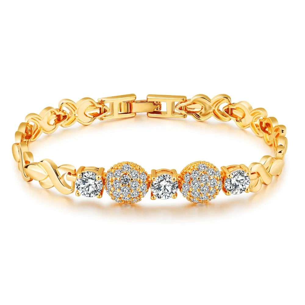 

MADALENA SARARA Zircon Inlaid Titanium steel Bracelet Gold Tone For Women Jewelry ELegant Luxury