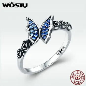 WOSTU Spring Collection 925 Sterling Silver Butterfly & Flower Blue CZ Finger Rings for Women Sterling Silver Jewelry BKR285
WOSTU Spring Collection 925 Sterling Silver Butterfly & Flower Blue CZ Finger Rings for Women Sterling Silver Jewelry BKR285