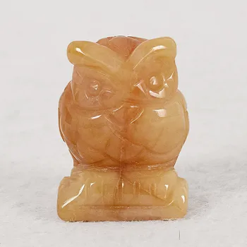 

45-50mm 1pcs Natural quartz crystal topaz purely handwork owl carving handicraft quality crystal decoration wholesale