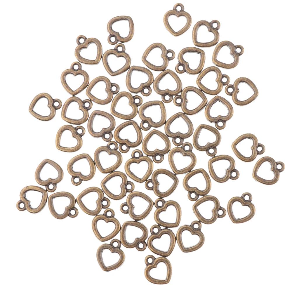100 Pieces Bulk Hollow Out Mini Heart 12x10mm Charms DIY Crafts Earring Dangle Findings DIY Project Crafts