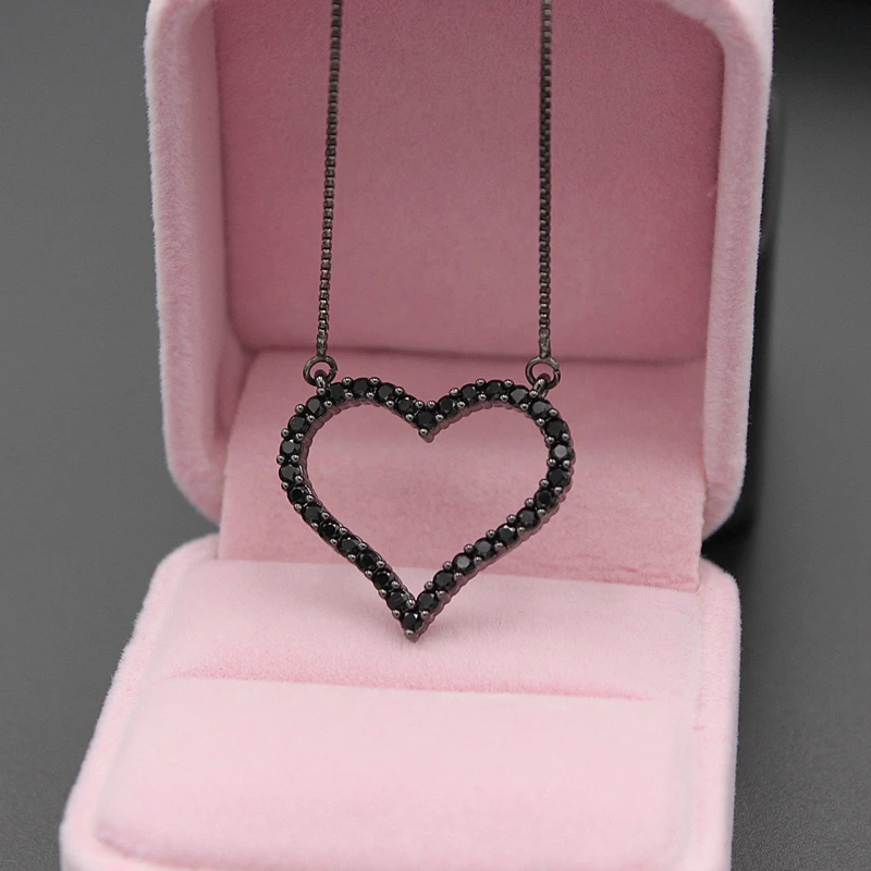 Classic Heart shape Pendant Necklace Women Jewelry Fashion Cubic zirconia necklace with black plated For Romantic Women Gift
Classic Heart shape Pendant Necklace Women Jewelry Fashion Cubic zirconia necklace with black plated For Romantic Women Gift