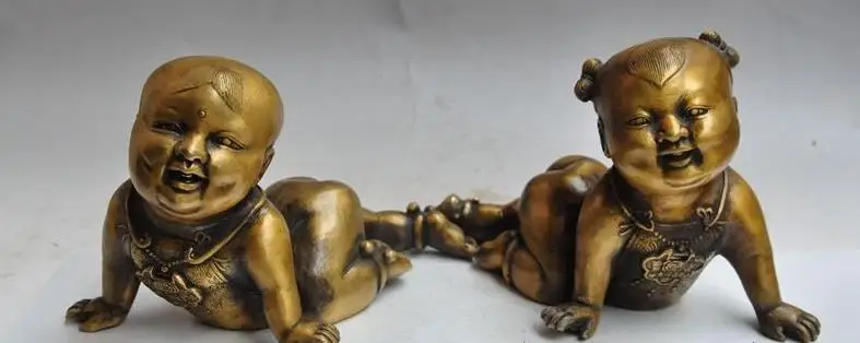 671116492+++11"china folk brass copper Virgins child lad Boys & Girls Lock lucky statue pair
671116492+++11"china folk brass copper Virgins child lad Boys & Girls Lock lucky statue pair