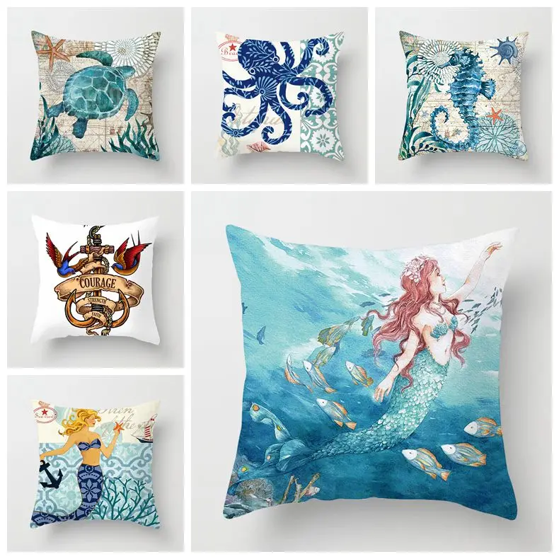 Mermaid Pillow Case 45*45cm Peach Skin Throw Pillowcase Home Sofa Decoration ocean Pillow Case Cushion Cover
Mermaid Pillow Case 45*45cm Peach Skin Throw Pillowcase Home Sofa Decoration ocean Pillow Case Cushion Cover