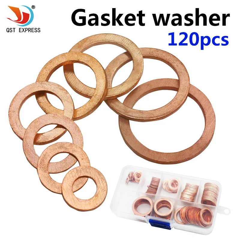 120pcs Solid Copper Washers Sump Plug Assorted Washer Set Plastic Box 8 Sizes Great Electrical And Thermal Conductivity
120pcs Solid Copper Washers Sump Plug Assorted Washer Set Plastic Box 8 Sizes Great Electrical And Thermal Conductivity