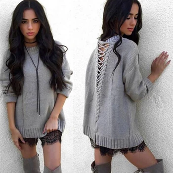2017 new fashion Women autumn winter Loose Casual pullovers sweaters long sleeve lace up hollow out o-neck outwear sweater tops
2017 new fashion Women autumn winter Loose Casual pullovers sweaters long sleeve lace up hollow out o-neck outwear sweater tops