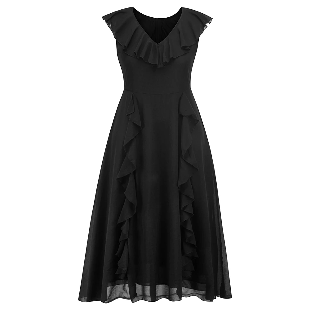 Goth Lace Dress Women Summer Ruffle Vestidos Sleeveless Black Elegant Evening Expansion Robe Fashion Vintage Party Swing Dresses
Goth Lace Dress Women Summer Ruffle Vestidos Sleeveless Black Elegant Evening Expansion Robe Fashion Vintage Party Swing Dresses