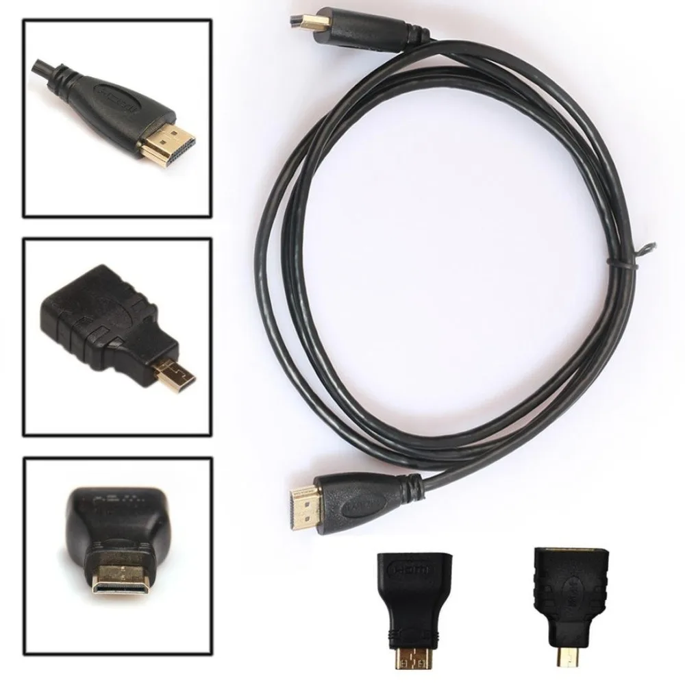 Фото 1 5 м Многофункциональный HDMI-кабель 3 в Высокоскоростной HDMI-Mini Micro HDMI адаптер