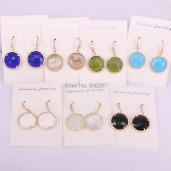 6Pair Mixed color natural stone round earrings gold color Pave cz faceted stones earrings for women jewelry .
6Pair Mixed color natural stone round earrings gold color Pave cz faceted stones earrings for women jewelry .