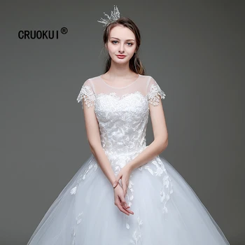 CRUOKUI New Romantic O-Neck Elegant Princess Wedding Dress Short Sleeves Appliques Celebrity Ball Gown vestido De Noiv
CRUOKUI New Romantic O-Neck Elegant Princess Wedding Dress Short Sleeves Appliques Celebrity Ball Gown vestido De Noiv