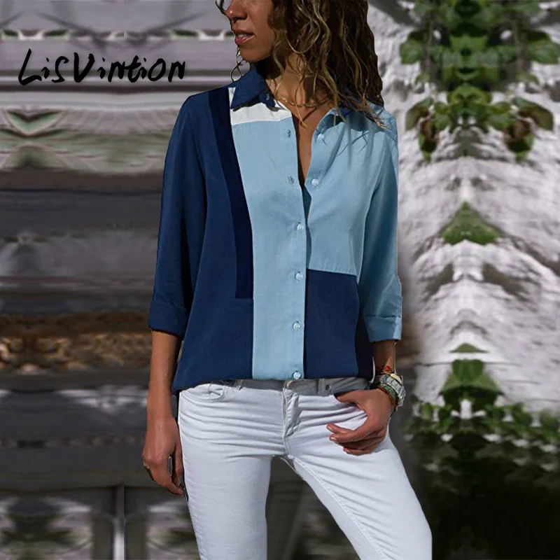 LisVintion Women's Shirt Chiffon Blouse Casual Floral Cuffed Long Sleeve V Neck Button up Block Striped Tops blusas feminina
LisVintion Women's Shirt Chiffon Blouse Casual Floral Cuffed Long Sleeve V Neck Button up Block Striped Tops blusas feminina