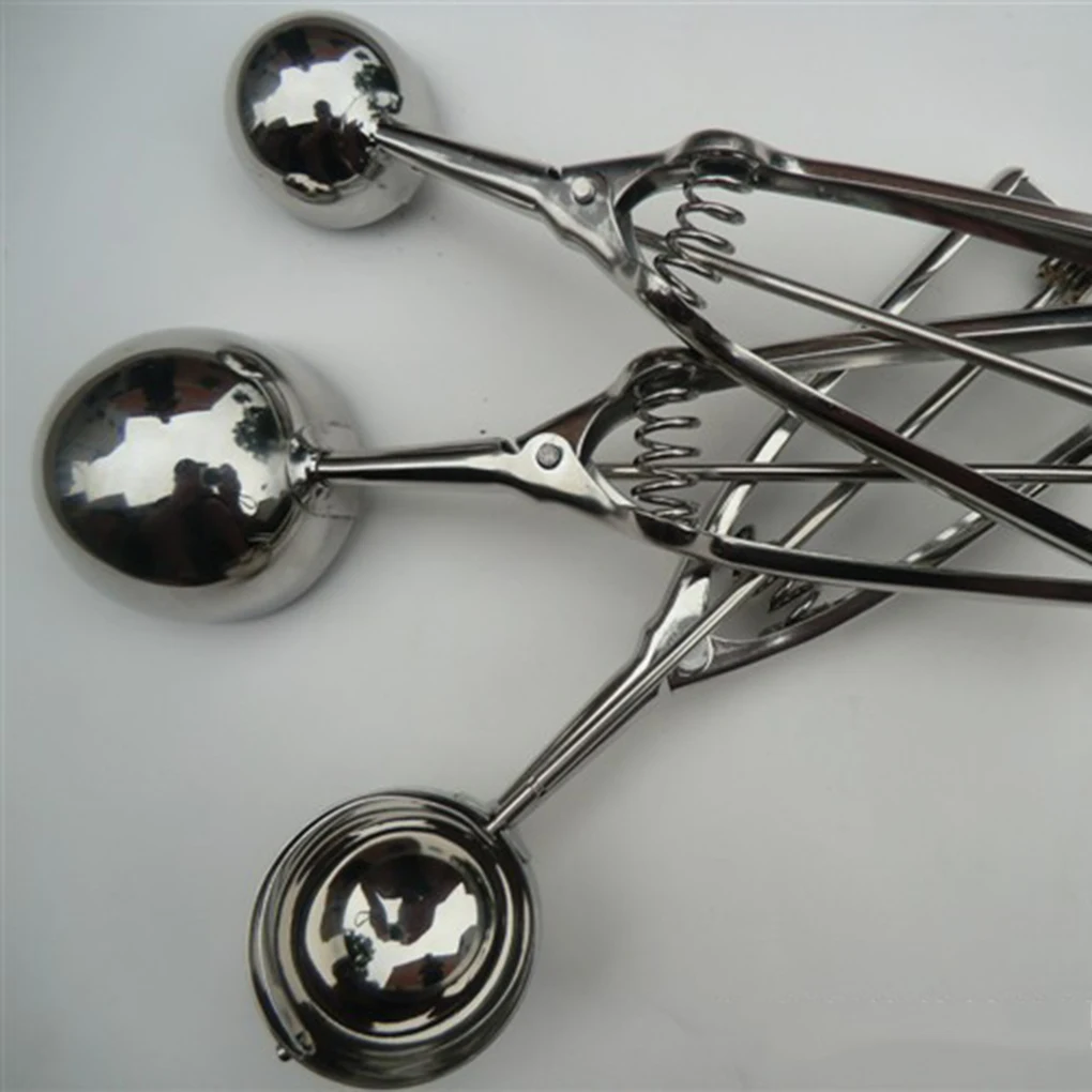 3 Size Ice Cream Scoop Trigger Metal Cookie Spoon Melon Baller Stainle