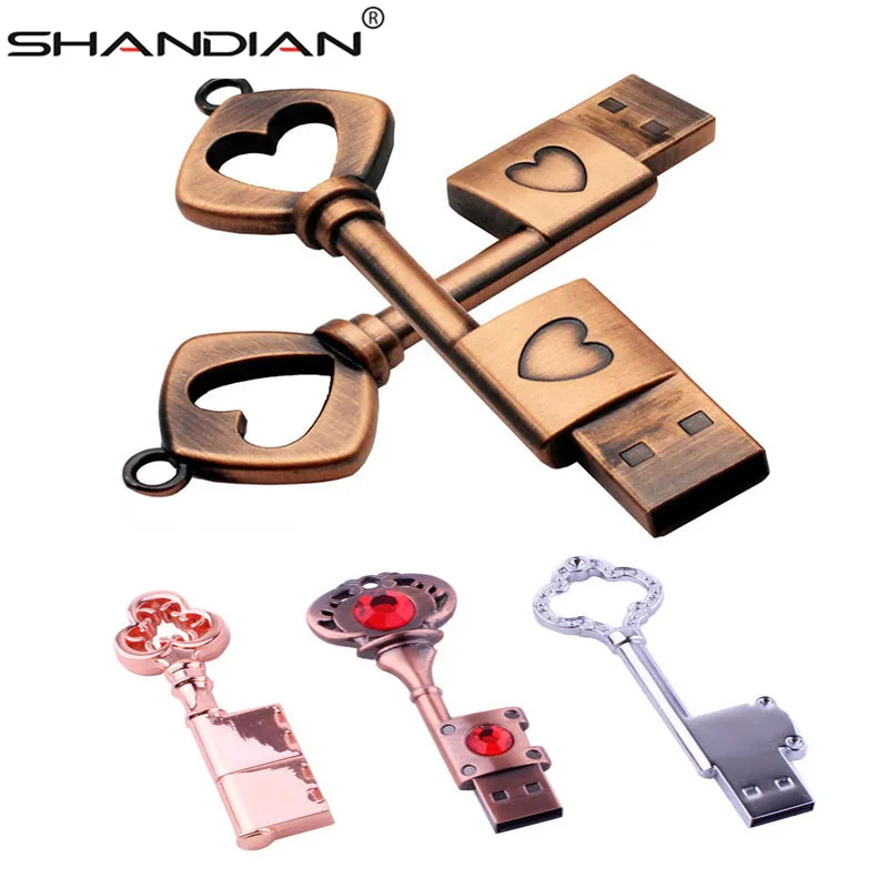 SHANDIAN Metal heart key usb flash drive copper love pendrive 4gb 8gb 16gb 32gb 64gb pen drive memory stick U disk fashion Gifts
SHANDIAN Metal heart key usb flash drive copper love pendrive 4gb 8gb 16gb 32gb 64gb pen drive memory stick U disk fashion Gifts
