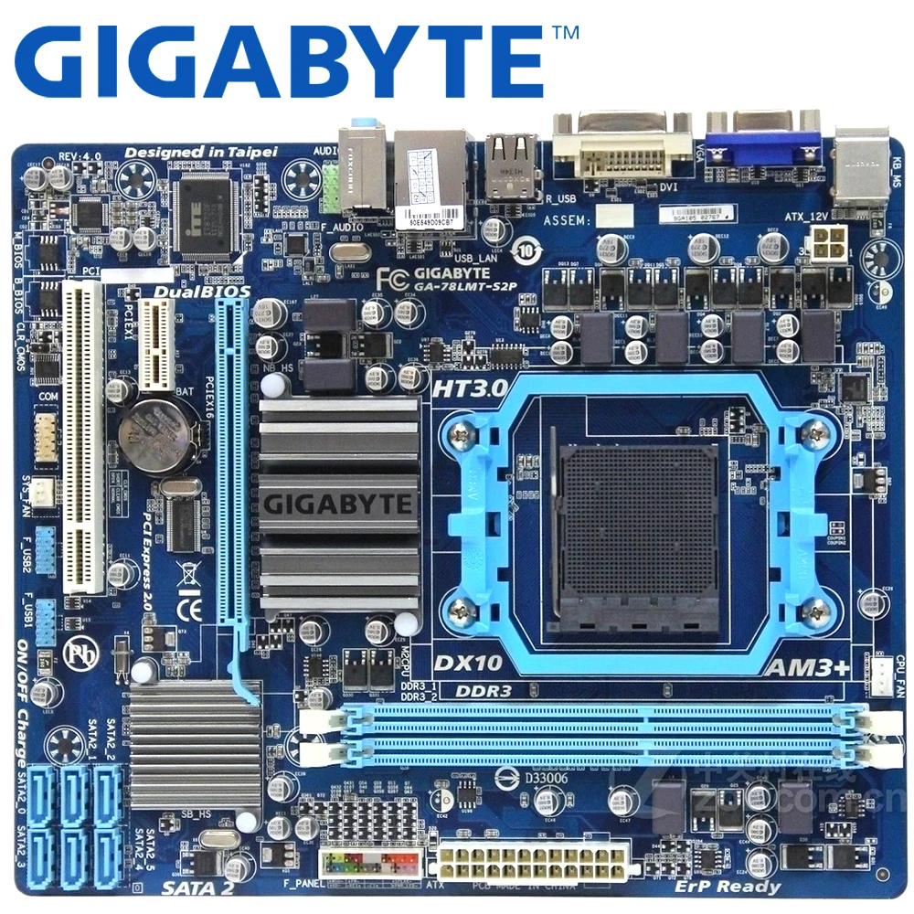 

GIGABYTE GA-78LMT-S2P Desktop Motherboard 760G Socket AM3+ DDR3 16G Micro ATX For Phenom II/Athlon II Original Used Mainboard