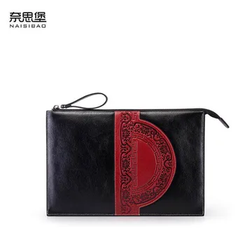 

NAISIBAO New Genuine Leather wallet Cowhide Embossing women leather bag Fashion tassel Luxury women clutch Envelope bag