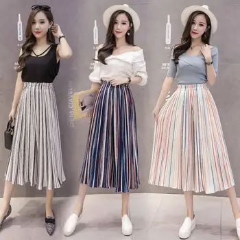 Wide Leg Pants Women Chiffon pleated striped wide-leg pants female summer seven-point high waist drop culottes Chiffon pants
Wide Leg Pants Women Chiffon pleated striped wide-leg pants female summer seven-point high waist drop culottes Chiffon pants