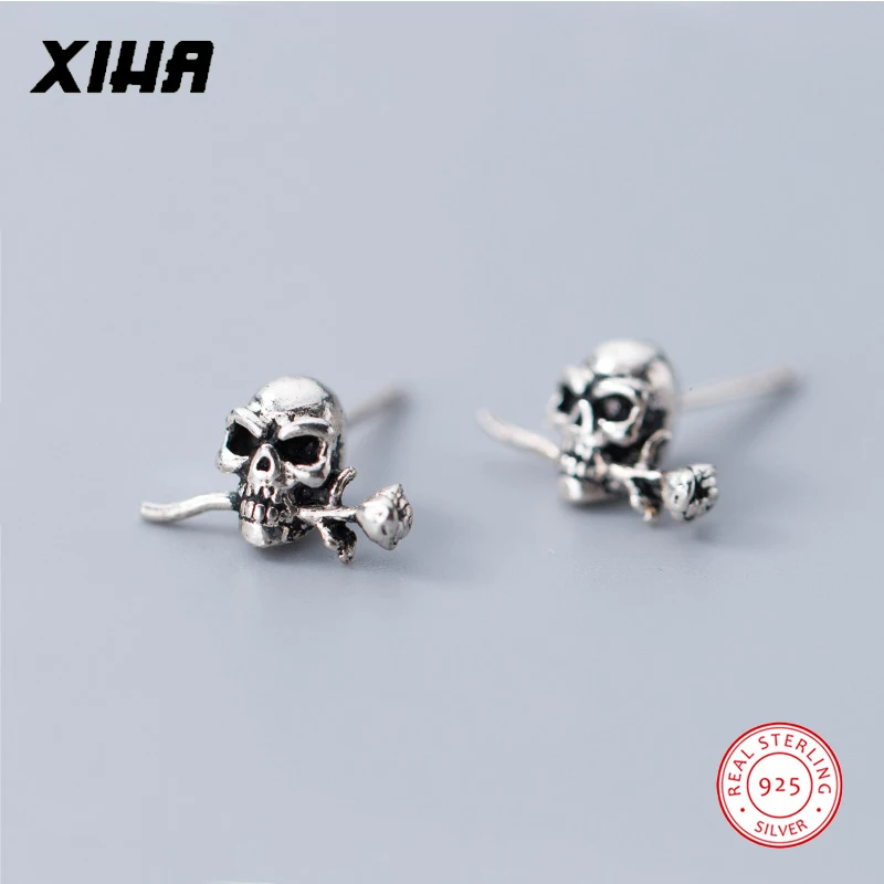 XIHA Thai Silver Skull Head Skeleton Stud Earring for Women Rose Flower 925 Sterling Silver Earring Korean Earings Women Jewelry
XIHA Thai Silver Skull Head Skeleton Stud Earring for Women Rose Flower 925 Sterling Silver Earring Korean Earings Women Jewelry