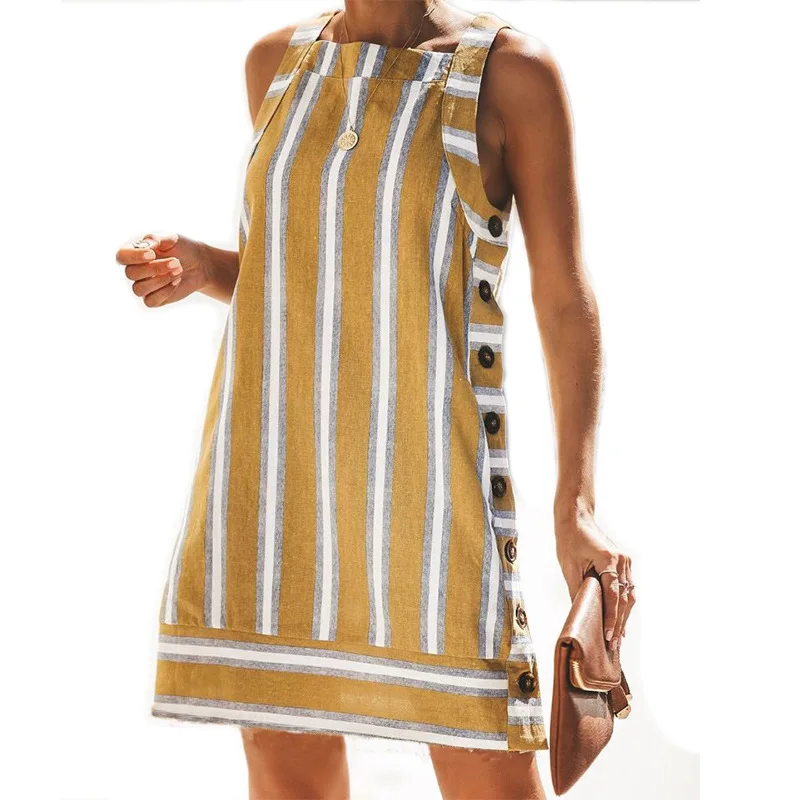 Summer Dress 2019 Women Strip Print Dress Design Fashion Mini Dress Loose Casual Stripe Yellow Dress Sukienki Vestido Robe Femme
Summer Dress 2019 Women Strip Print Dress Design Fashion Mini Dress Loose Casual Stripe Yellow Dress Sukienki Vestido Robe Femme