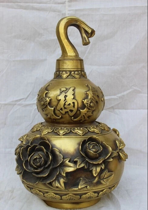 18" Lucky Chinese Bronze Folk Flower BAT Statue Buddhist Fu Gui Gourd Bottle Pot
18" Lucky Chinese Bronze Folk Flower BAT Statue Buddhist Fu Gui Gourd Bottle Pot