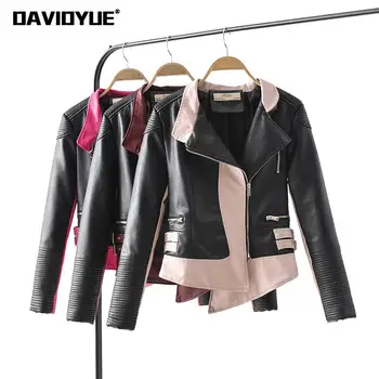2018 design patchwork Faux Soft Leather Jacket women long sleeve Pink Punk rock Biker coat Autumn Zipper Motorcycle PU Jacket
2018 design patchwork Faux Soft Leather Jacket women long sleeve Pink Punk rock Biker coat Autumn Zipper Motorcycle PU Jacket