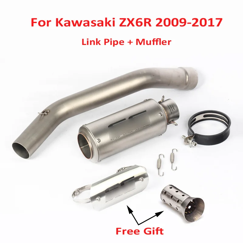 Ninja ZX6R ZX636 Slip on Exhaust Muffler Escape Silencer + Mid Link Tube Exhaust System for Kawasaki Ninja ZX6R ZX636 2009-2017
Ninja ZX6R ZX636 Slip on Exhaust Muffler Escape Silencer + Mid Link Tube Exhaust System for Kawasaki Ninja ZX6R ZX636 2009-2017