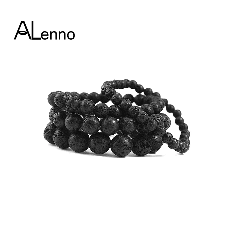 6mm/8mm/10mm/12mm Length 19CM Black Natural Lava Stone Bead Strand Yoga Charm Bracelets For Women Men ALenno Stone Jewelry Gift
6mm/8mm/10mm/12mm Length 19CM Black Natural Lava Stone Bead Strand Yoga Charm Bracelets For Women Men ALenno Stone Jewelry Gift