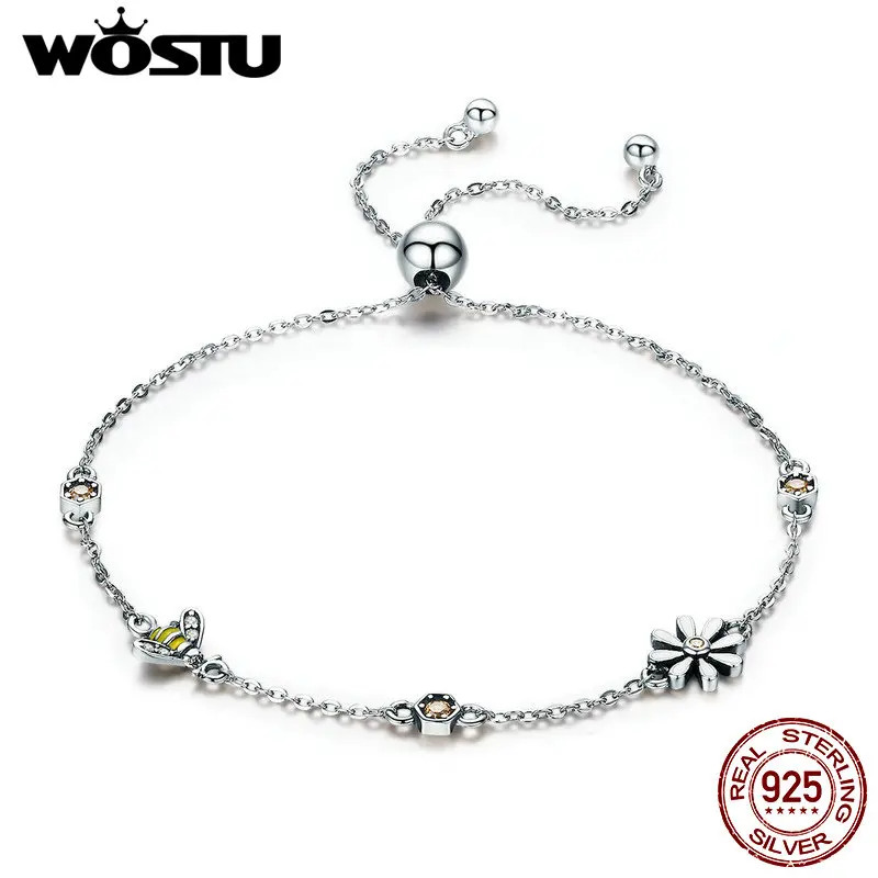 WOSTU Authentic 925 Sterling Silver Daisy & Bee Chain Link Bracelet For Women Fashion Bracelet S925 Silver Jewelry Gift FIB061
WOSTU Authentic 925 Sterling Silver Daisy & Bee Chain Link Bracelet For Women Fashion Bracelet S925 Silver Jewelry Gift FIB061