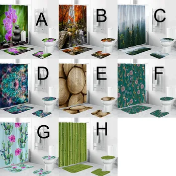 4PC/Set Waterproof Shower Curtain Toilet Cover Set Artistic Conception Style Printing Bath Set Non-Slip Lavatory Polyester Set
4PC/Set Waterproof Shower Curtain Toilet Cover Set Artistic Conception Style Printing Bath Set Non-Slip Lavatory Polyester Set