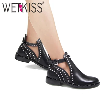 WETKISS New Summer Low Heels Women Ankle Boots Rivet Round Toe Buckle Cutout Footwear 2019 Thick Heel Fashion Neutral Girl Shoes
WETKISS New Summer Low Heels Women Ankle Boots Rivet Round Toe Buckle Cutout Footwear 2019 Thick Heel Fashion Neutral Girl Shoes
