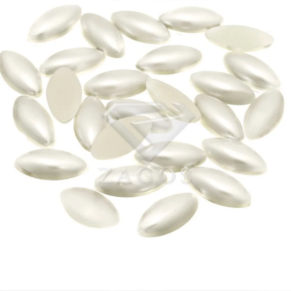 200Pcs 4x7.5x3mm Pearlized Acrylic Beige Marquise Flatback Cabochons Jewelry DIY Making Findings Fit Bracelet Necklace AR0481 | Украшения и