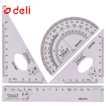 Deli 4pcs ruler sets school supplies triangle ruler transparent ruler/triangular/protractor student drawing measuring stationer
Deli 4pcs ruler sets school supplies triangle ruler transparent ruler/triangular/protractor student drawing measuring stationer