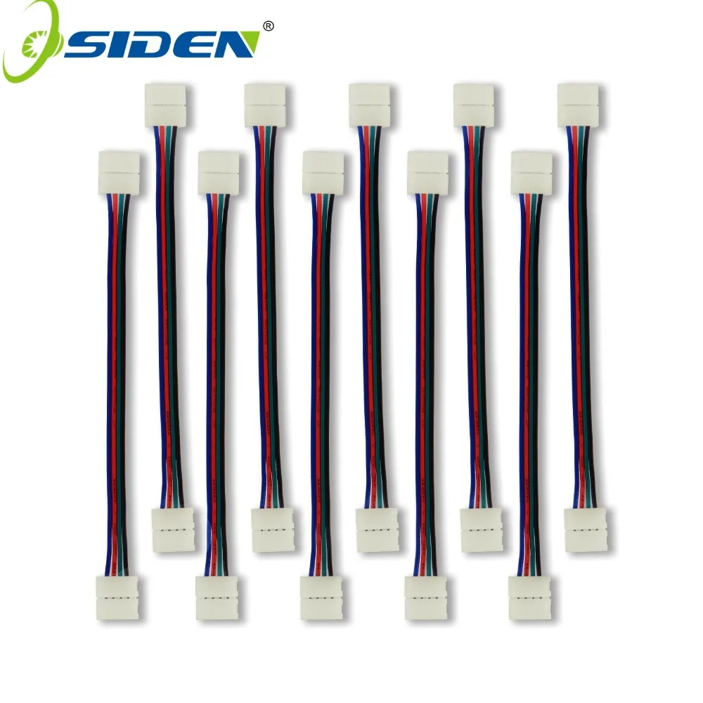 

10mm 4 pin 15cm wire solderless led strip connector extension cable wire lighting accessories for smd 5050 led strip rgb 100pcs