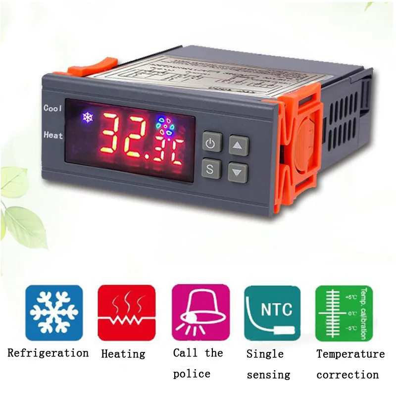 Digital temperature controller thermostat temperature regulator for incubator relay LED 10A heating and cooling 12V 24V 220V
Digital temperature controller thermostat temperature regulator for incubator relay LED 10A heating and cooling 12V 24V 220V