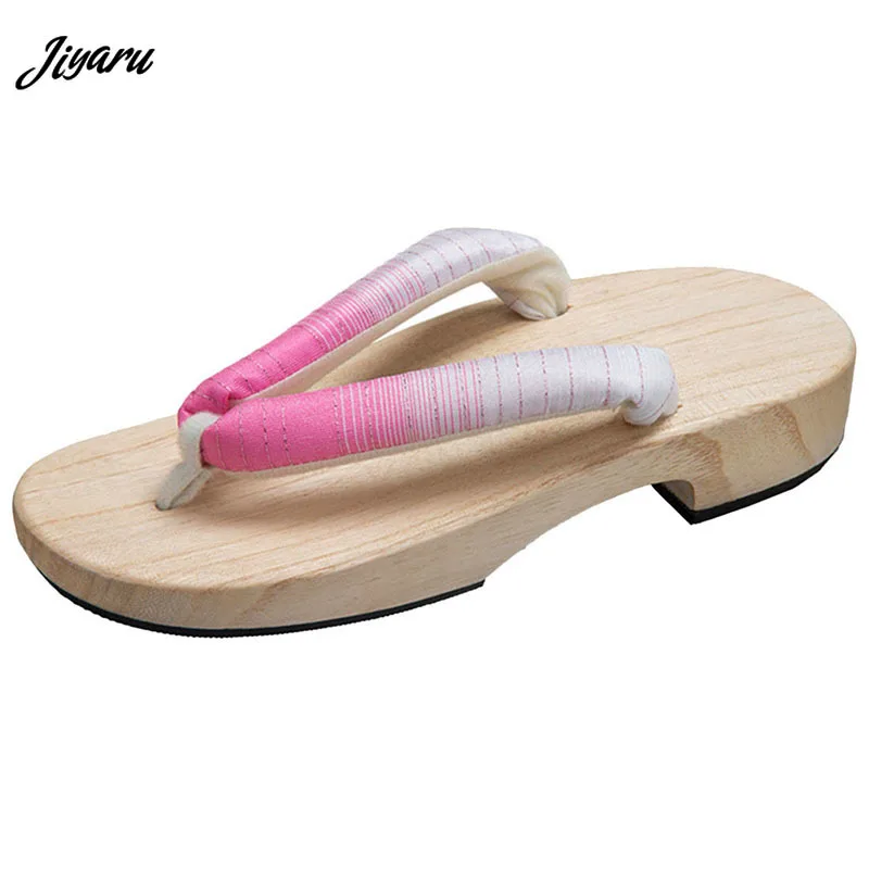 2019 Japanese Geta Sandals Wooden Women Sandals Flip Flops Anime Cosplay Slippers Geta Clogs Slippers Slides Paulownia Slippers