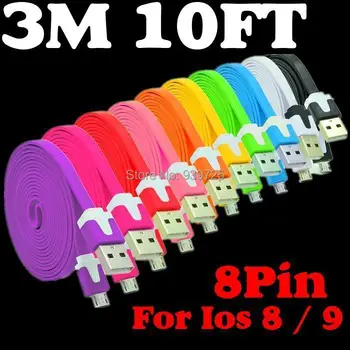 100pcs/lot High Quality 3M 10FT Flat Noodle Style Ucable Accessory Bundles for mobile phone 5 5S 6 6plus 10colors
100pcs/lot High Quality 3M 10FT Flat Noodle Style Ucable Accessory Bundles for mobile phone 5 5S 6 6plus 10colors