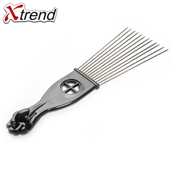 

Xtrend Wide Teeth Metal Afro Comb Insert Curly Hairbrush Hair Fork Pick Comb Fist Shape Handle Hairdressing Brush Styling Tool