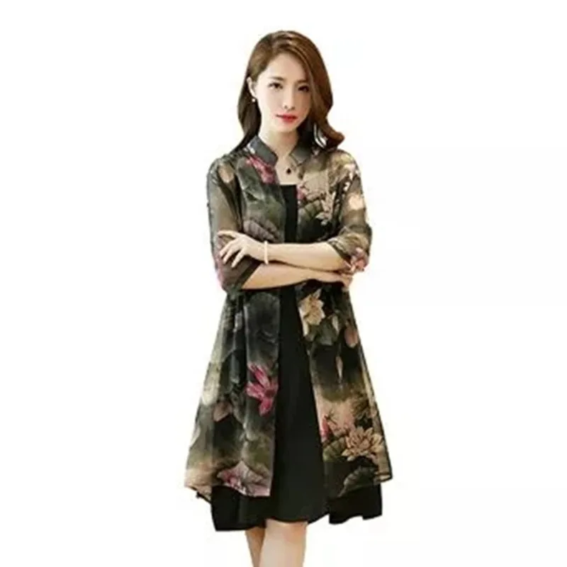 New Big Size Summer Dress Vintage Women Chiffon Cardigan Sling Dress Suits Loose Large Size Floral Dress Print Female Dress J651
New Big Size Summer Dress Vintage Women Chiffon Cardigan Sling Dress Suits Loose Large Size Floral Dress Print Female Dress J651