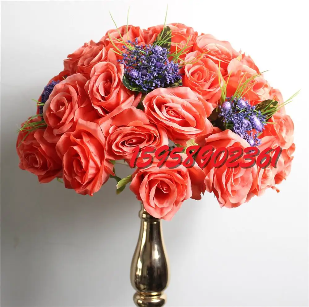 

SPR Watermelon red 2016 style 10pcs/lot wedding road lead artificial wedding table flower center flower ball decoration